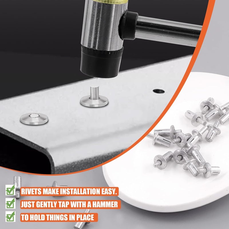 Tanstic 130Pcs 3 Sizes Half Round Head Aluminum Core Rivet Drive Rivets Hammer Drive Rivets Knock Type Expansion Aluminum Rivet for Home Industry (M5x7,M5x9,M5x11mm) - Image 4